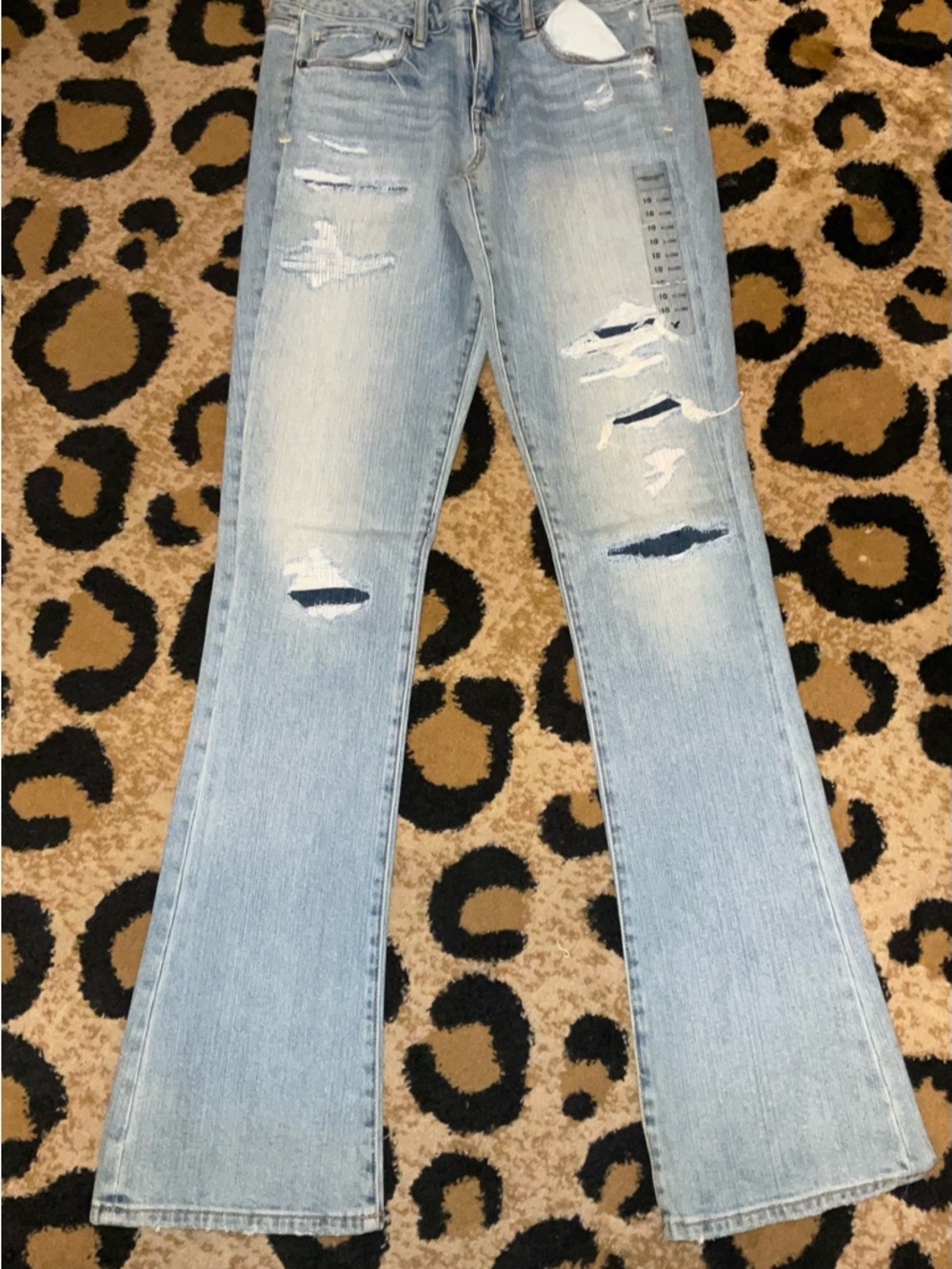 American Eagle Outfitters Light Blue Distressed Flare Jeans